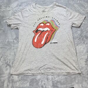 Rolling Stones Shirt Mens Medium Gray 1975 US Tour Band Graphic Tee Rock Music